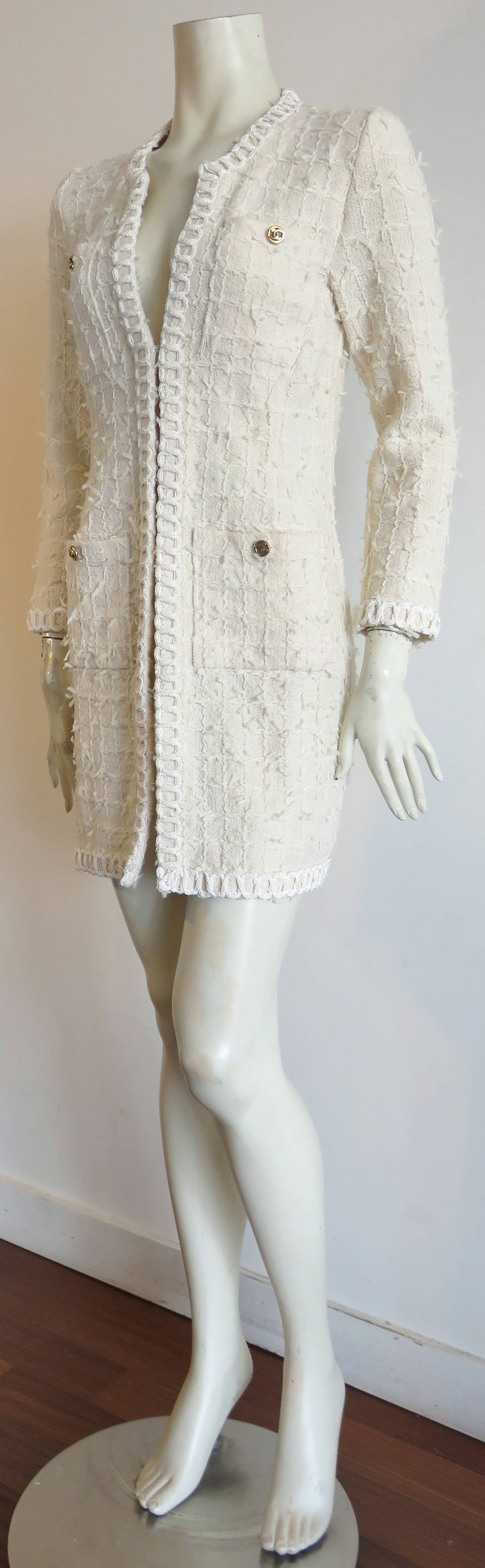 1980s CHANEL PARIS Ivory knit long cardigan at 1stdibs