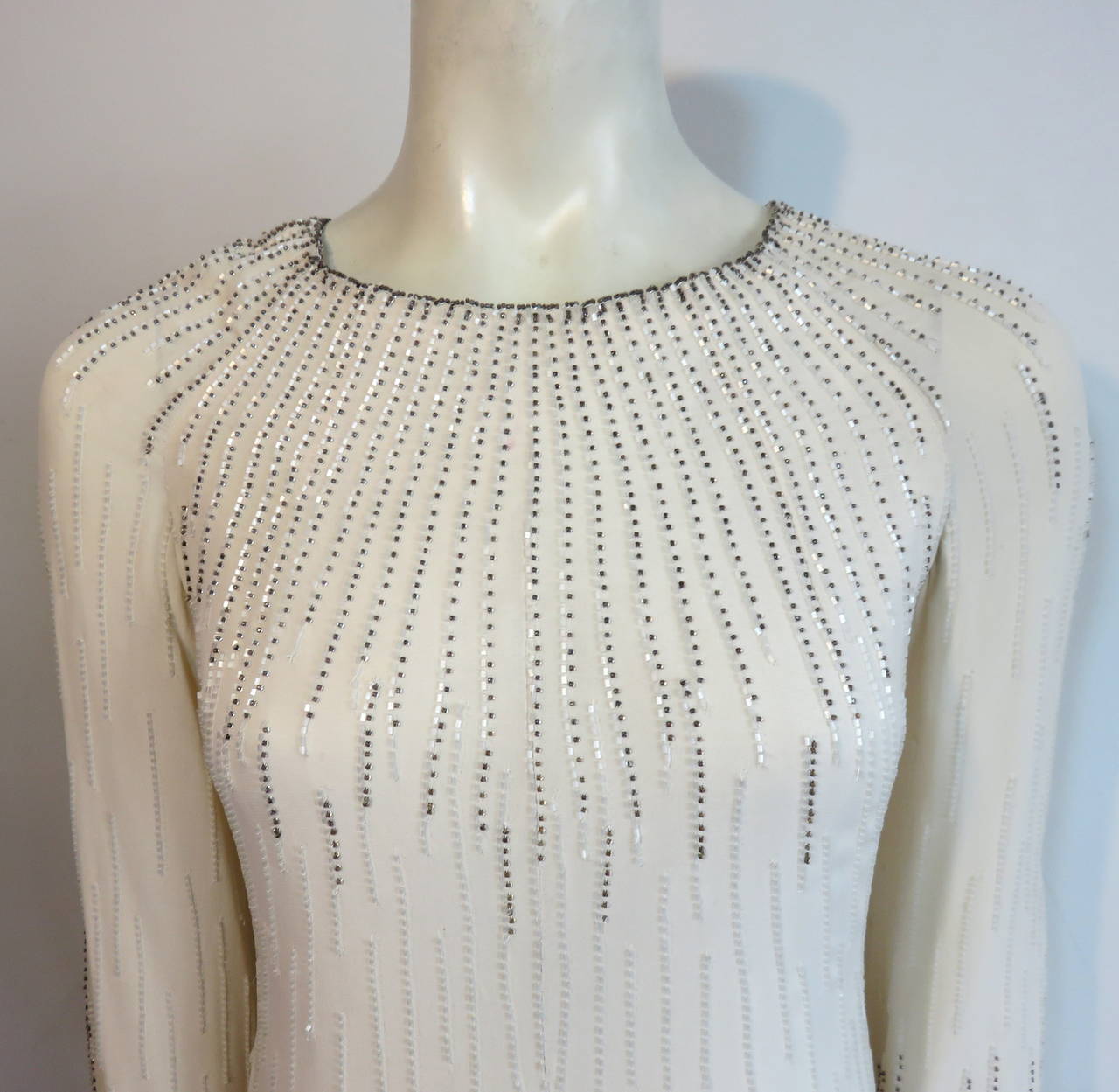 1970's GUY LAROCHE Haute Couture beaded evening gown dress For Sale at ...