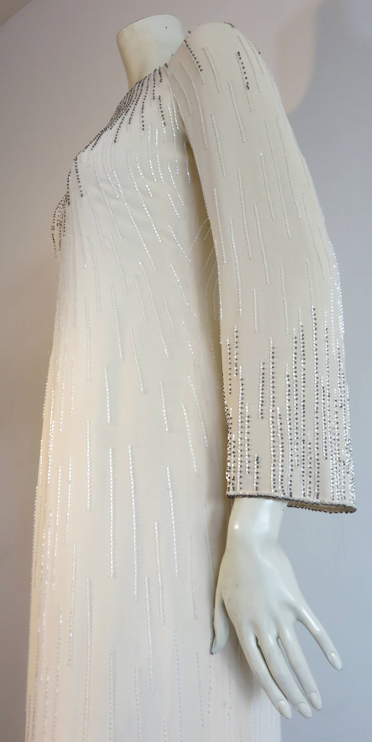 Women's 1970's GUY LAROCHE Haute Couture beaded evening gown dress For Sale