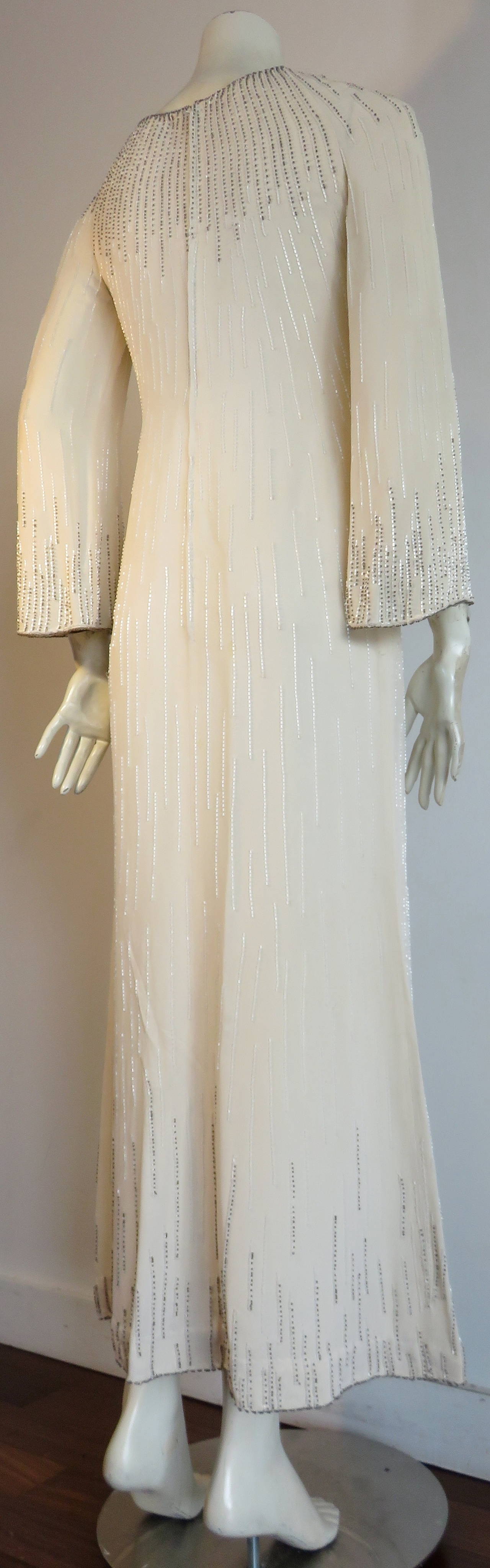 1970's GUY LAROCHE Haute Couture beaded evening gown dress For Sale 1