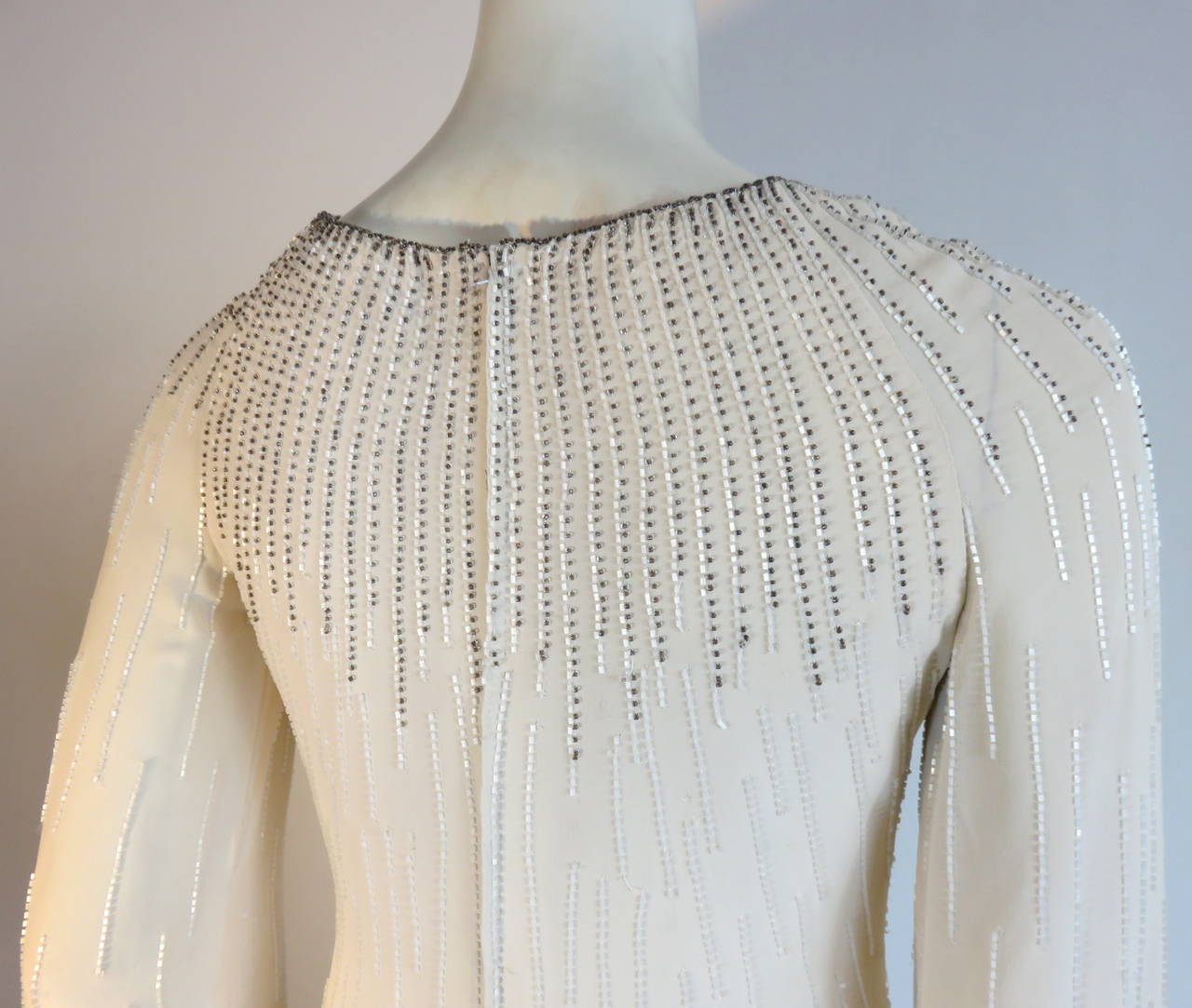 1970's GUY LAROCHE Haute Couture beaded evening gown dress For Sale 3