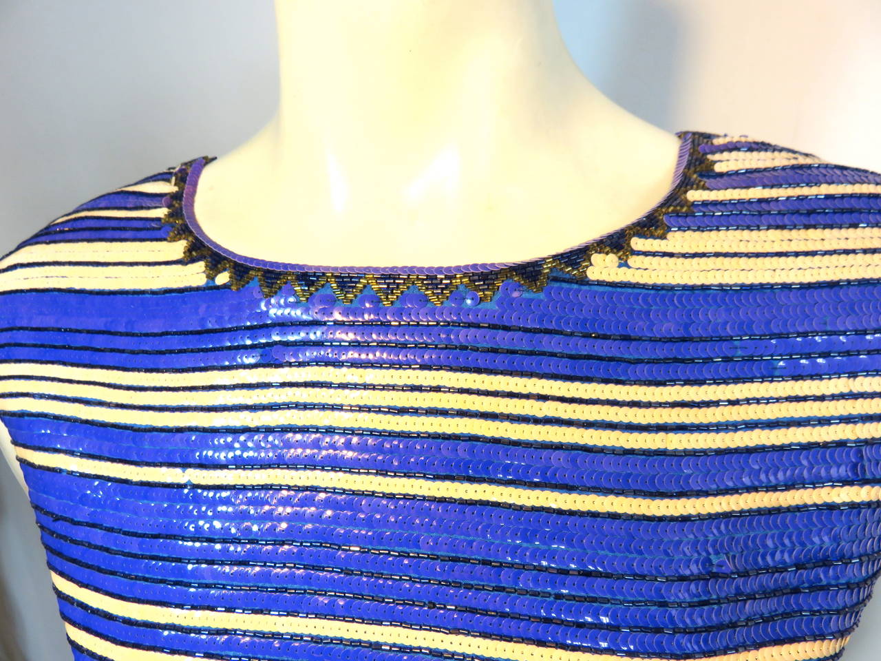 1970's CHRISTIAN DIOR Sequin & beaded evening top bodice In Excellent Condition For Sale In Newport Beach, CA