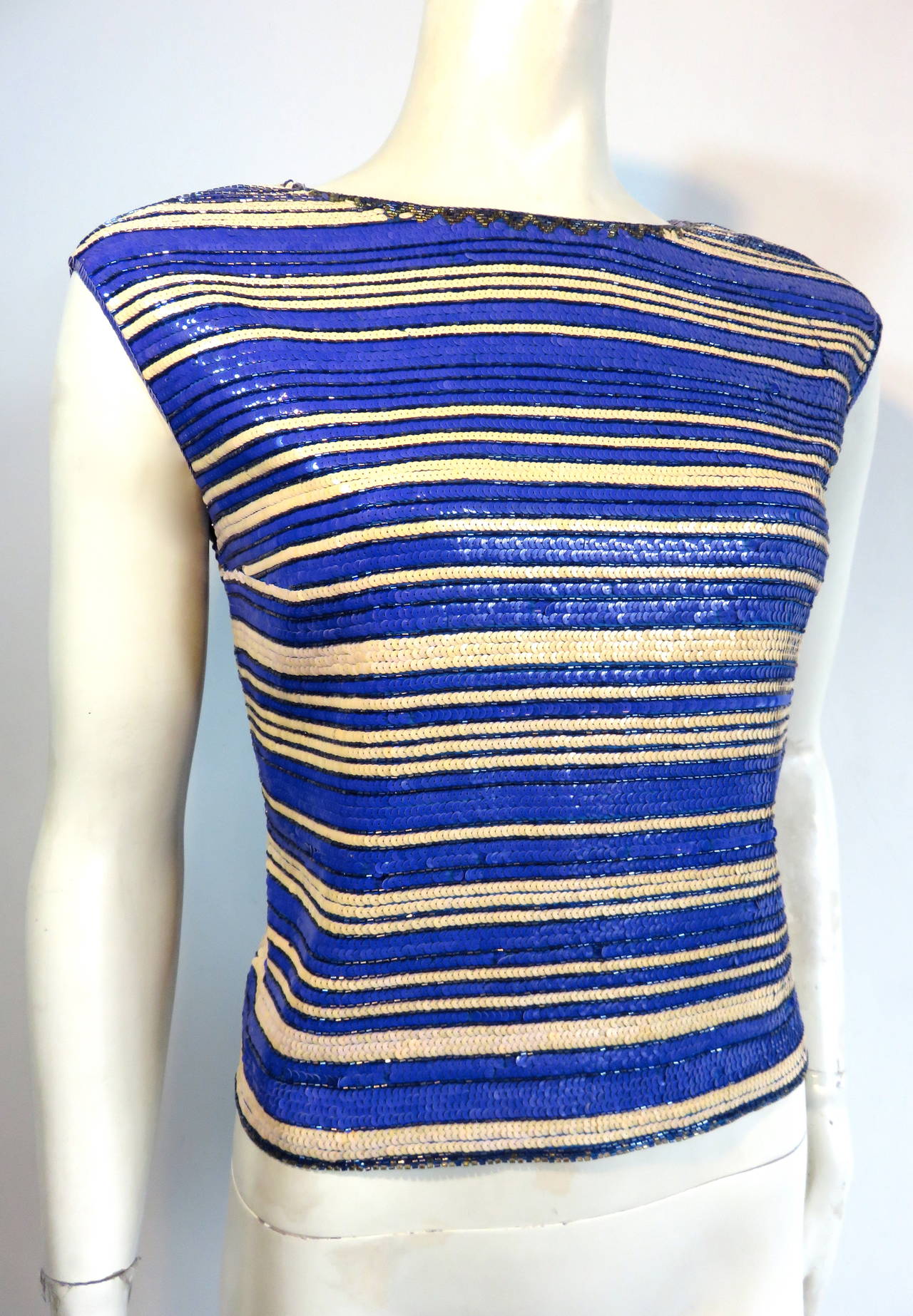 Women's 1970's CHRISTIAN DIOR Sequin & beaded evening top bodice For Sale