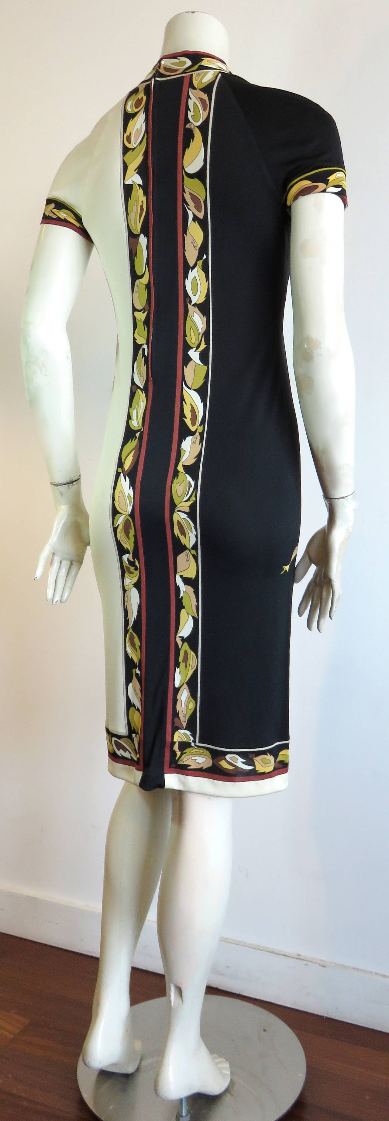 1970's EMILIO PUCCI 'Long stem rose' print silk dress 2
