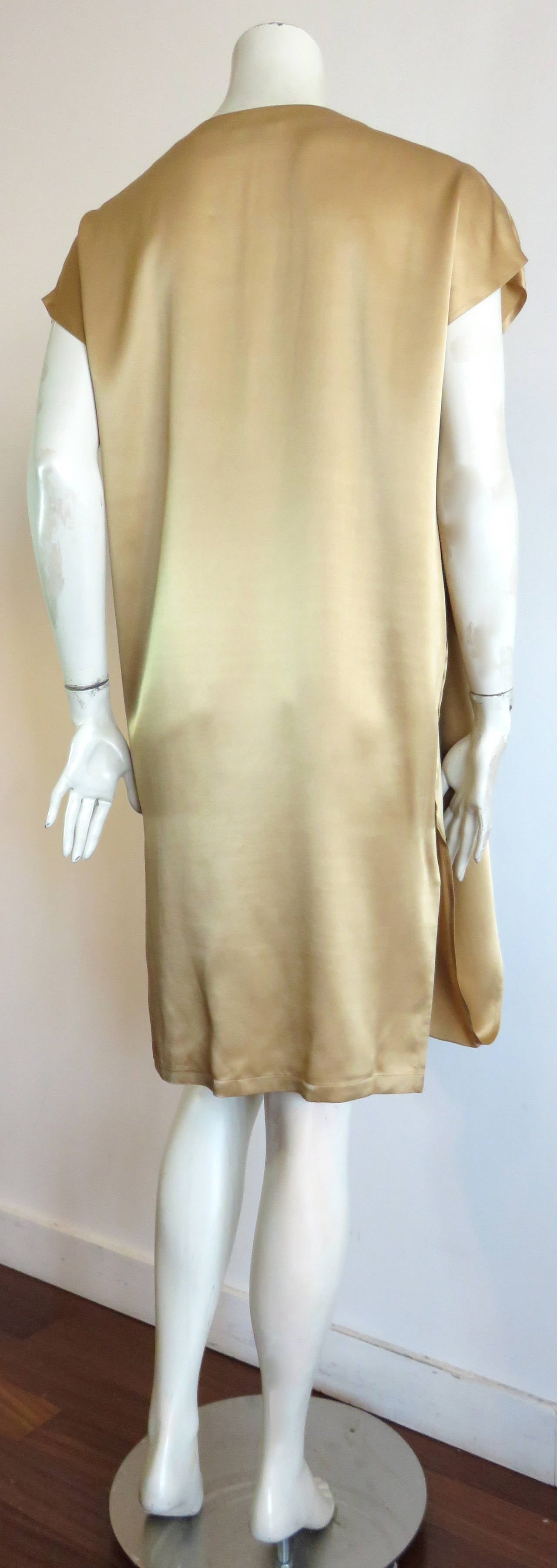 1990's SHAMASK COUTURE / MOSS Gold silk dress For Sale 2