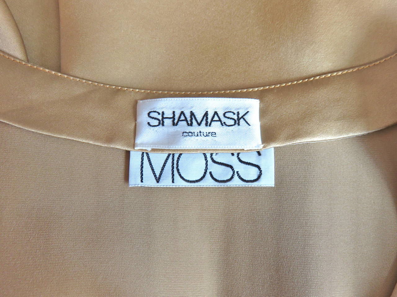 1990's SHAMASK COUTURE / MOSS Gold silk dress For Sale 3