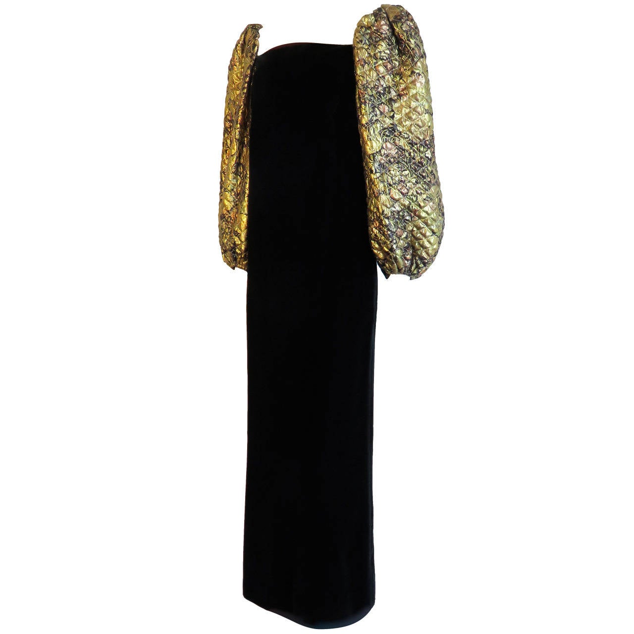 1980's PIERRE BALMAIN Volume sleeved evening gown dress For Sale