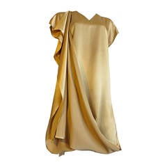 1990's SHAMASK COUTURE / MOSS Gold silk dress