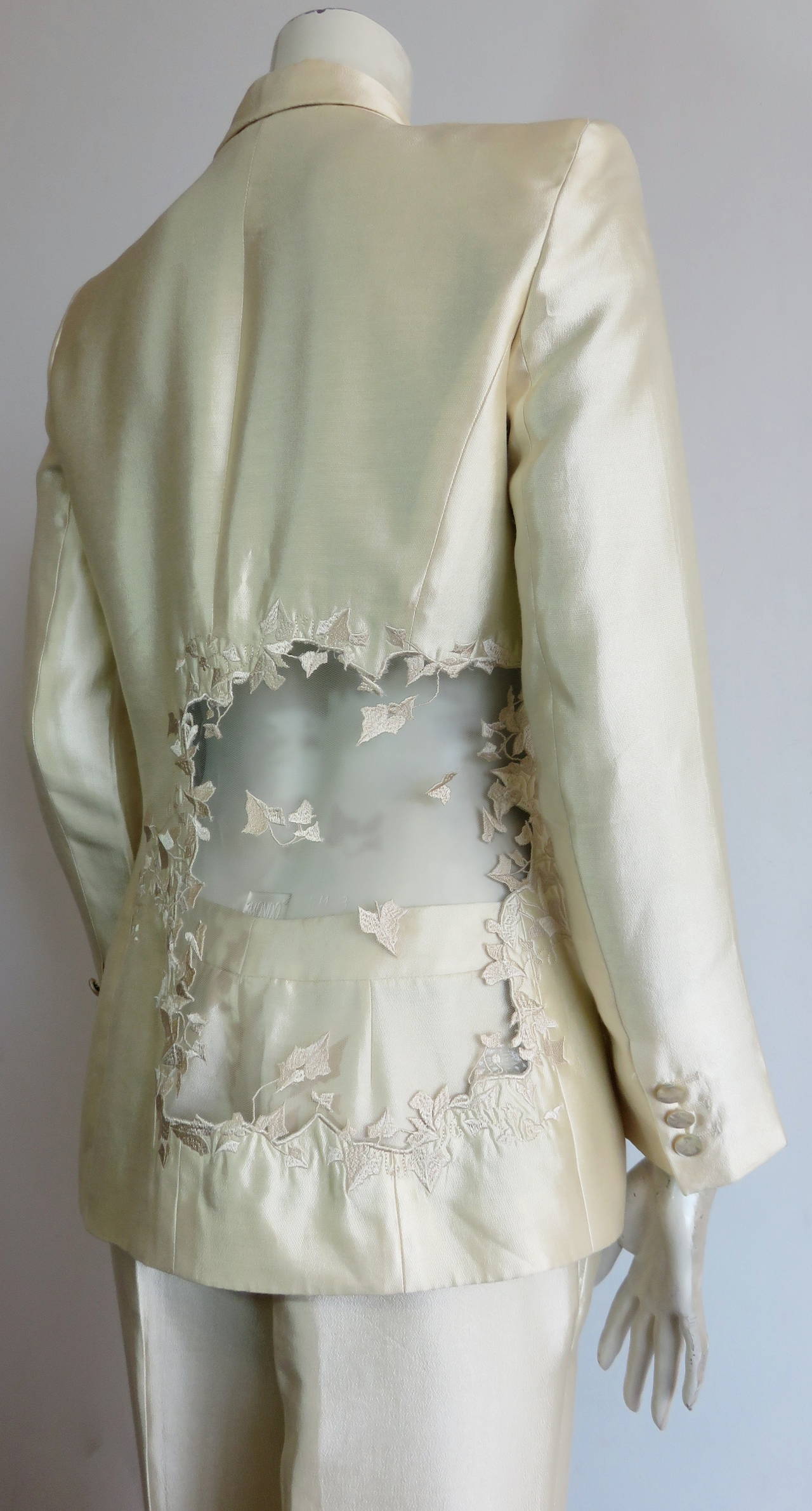 1990's ALEXANDER McQUEEN Women's embroidered tuxedo suit For Sale 1