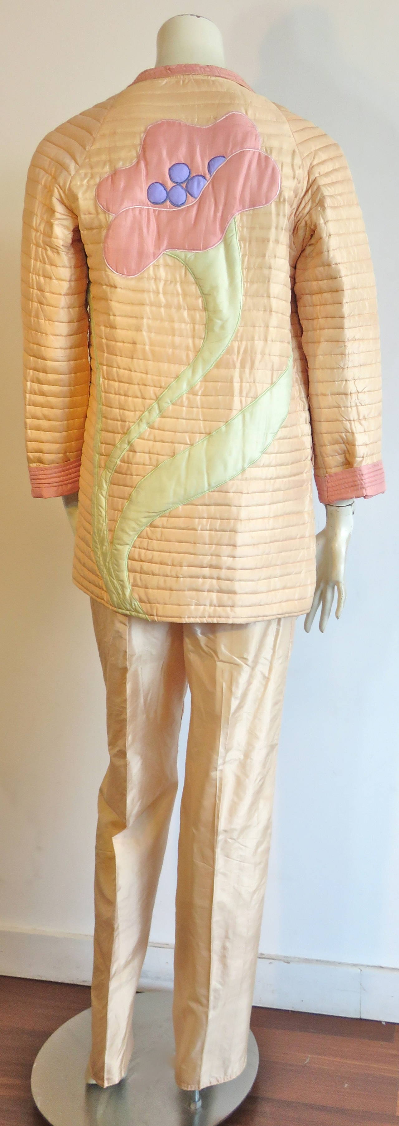 Beige 1970's BILL TICE 3pc. Silk ensemble For Sale
