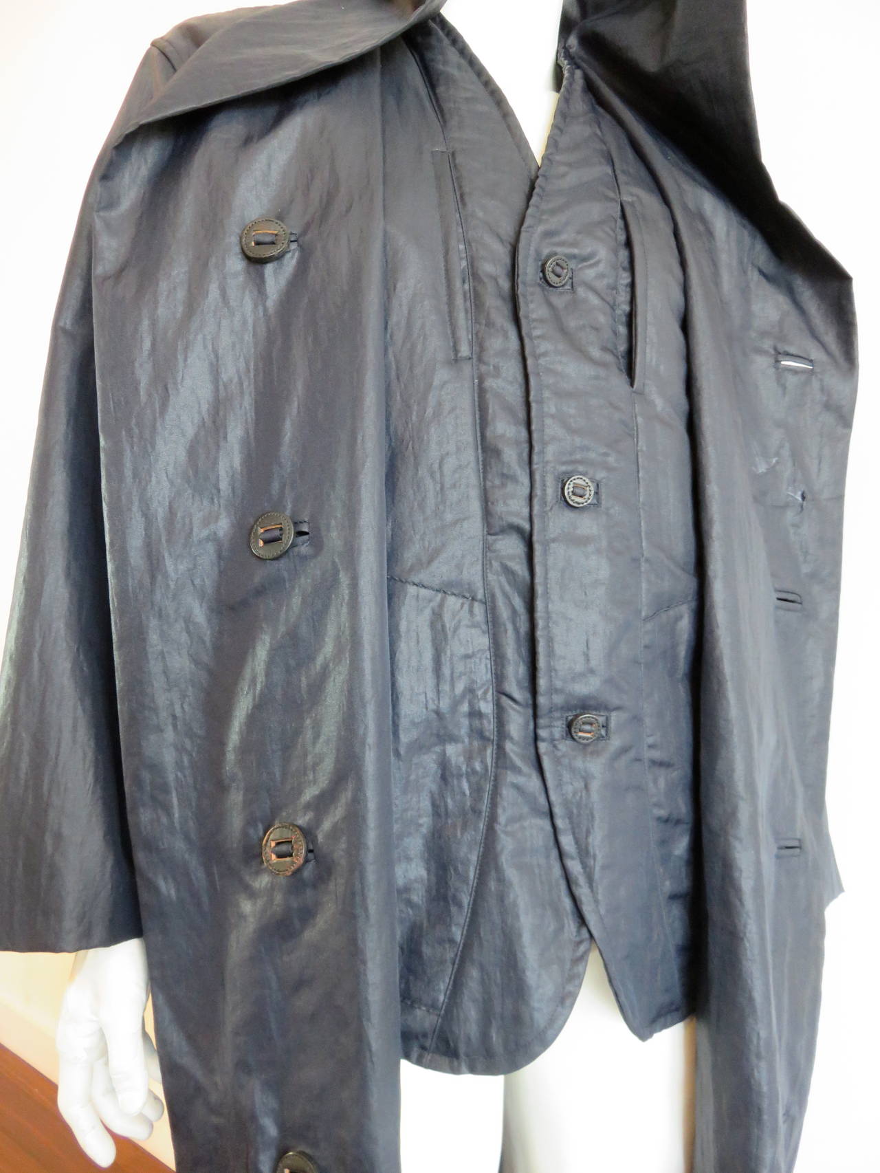1988 ISSEY MIYAKE MEN Oversized hooded 2pc. coat & vest / waistcoat For Sale 3
