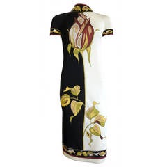 1970's EMILIO PUCCI 'Long stem rose' print silk dress