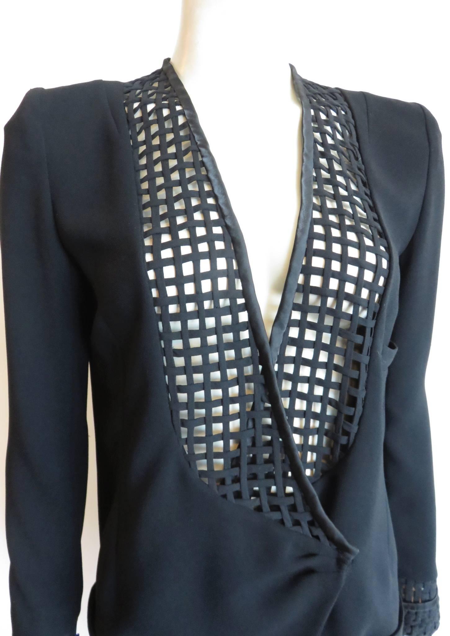Black BALENCIAGA PARIS by Ghesquière Silk lattice detail jacket