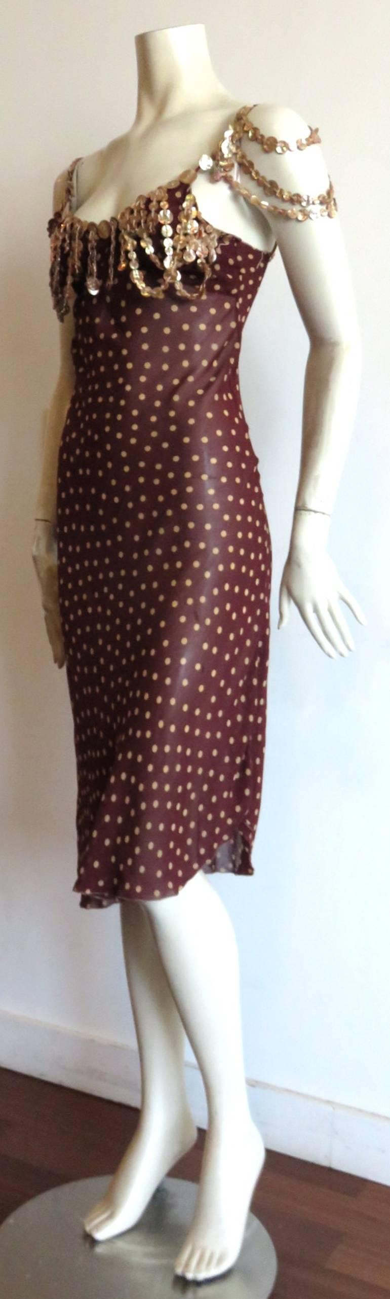 Brown JEAN-PAUL GAULTIER Shell button embellished polka-dot dress