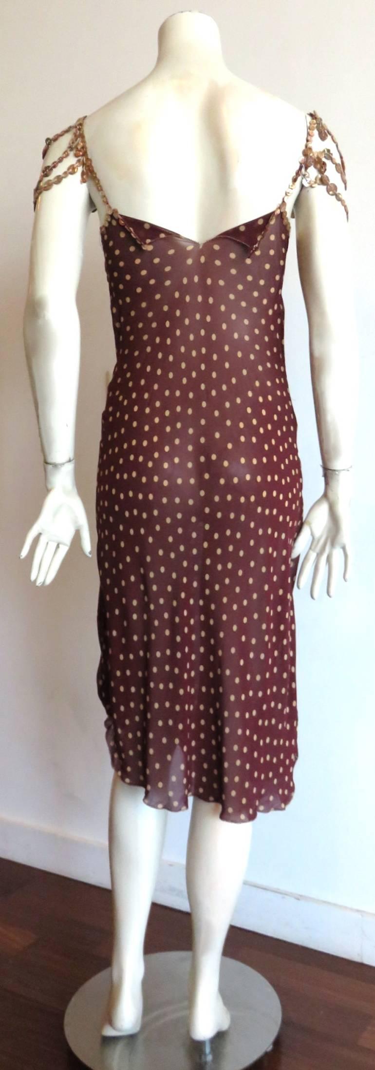 JEAN-PAUL GAULTIER Shell button embellished polka-dot dress In Excellent Condition In Newport Beach, CA