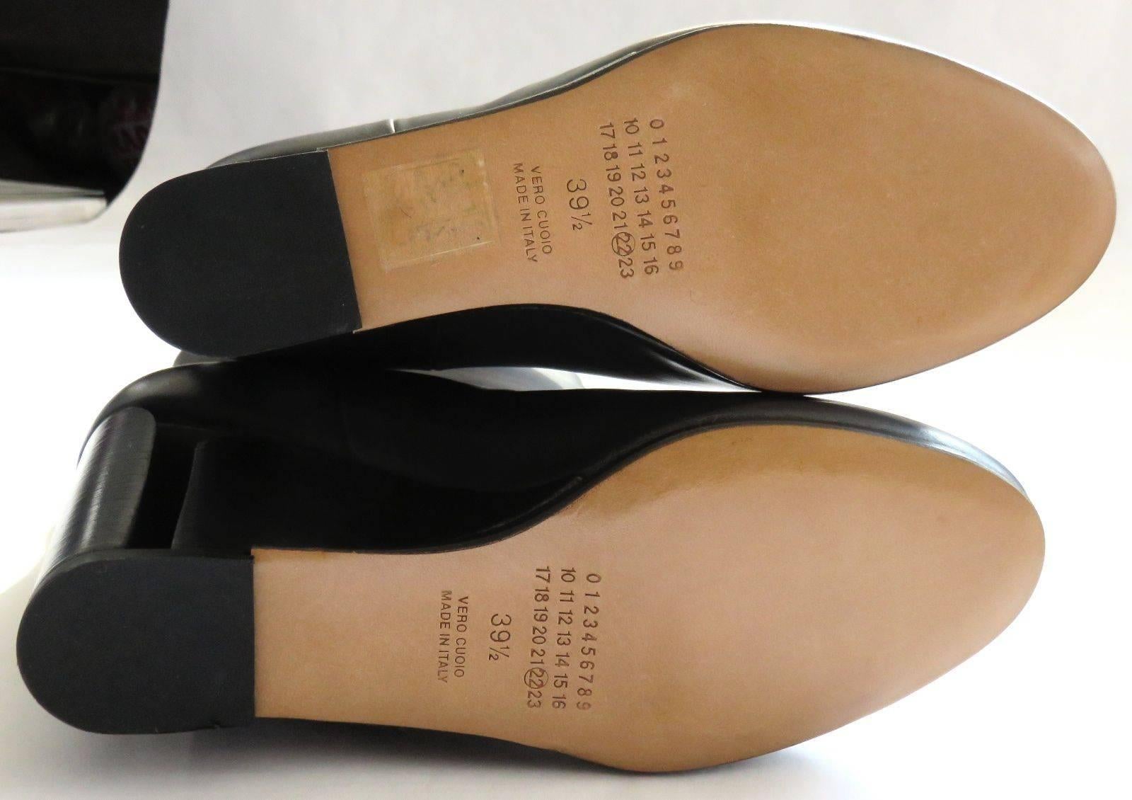 New MAISON MARTIN MARGIELA Black Heel-in-heel leather boots 2