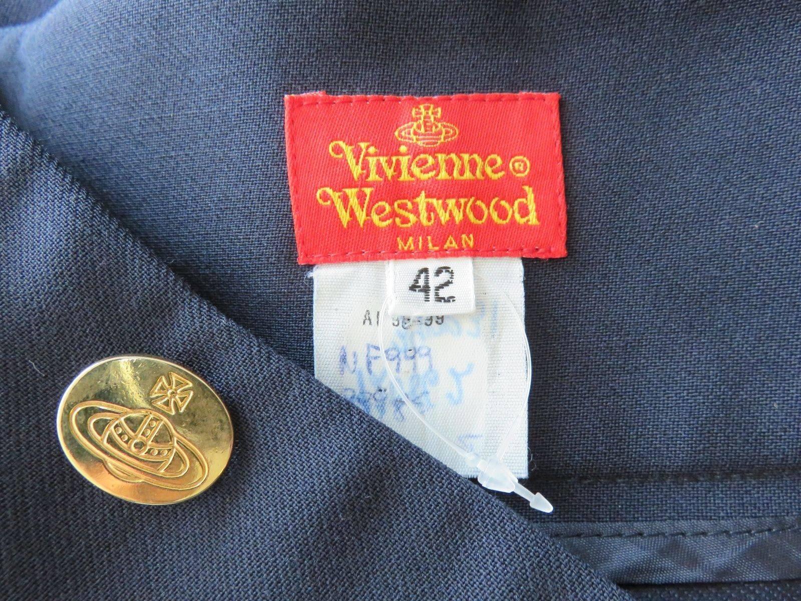 1999 VIVIENNE WESTWOOD Navy asymmetrical point hem wrap skirt In Excellent Condition In Newport Beach, CA