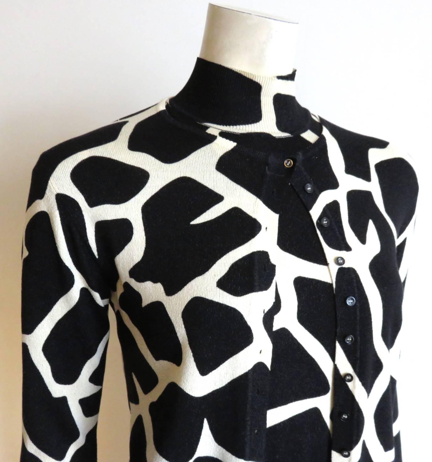 Black 1990's JOHN GALLIANO PARIS Giraffe print silk sweater twinset  For Sale