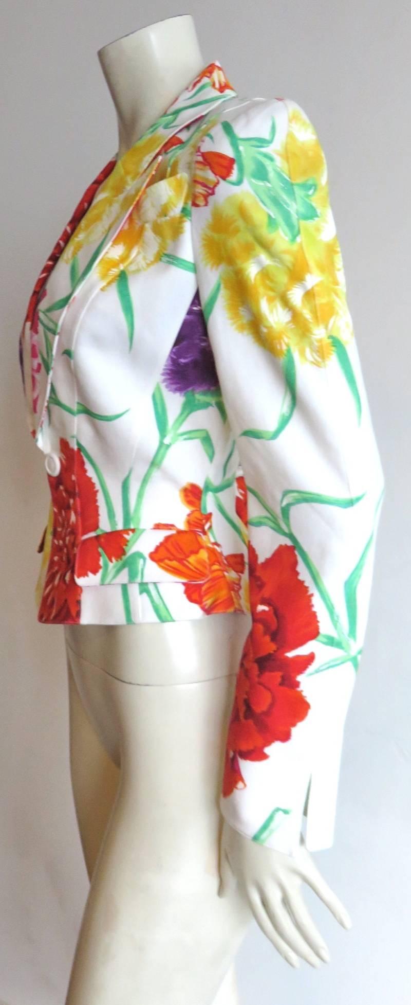 Women's 1980's THIERRY MUGLER PARIS Painted floral jacket