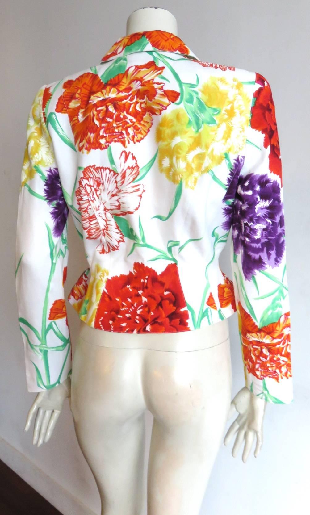 1980's THIERRY MUGLER PARIS Painted floral jacket In Excellent Condition In Newport Beach, CA