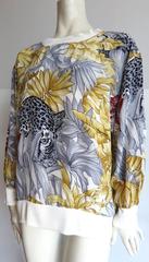1980's SALVATORE FERRAGAMO Silk jungle jaguar print blouson