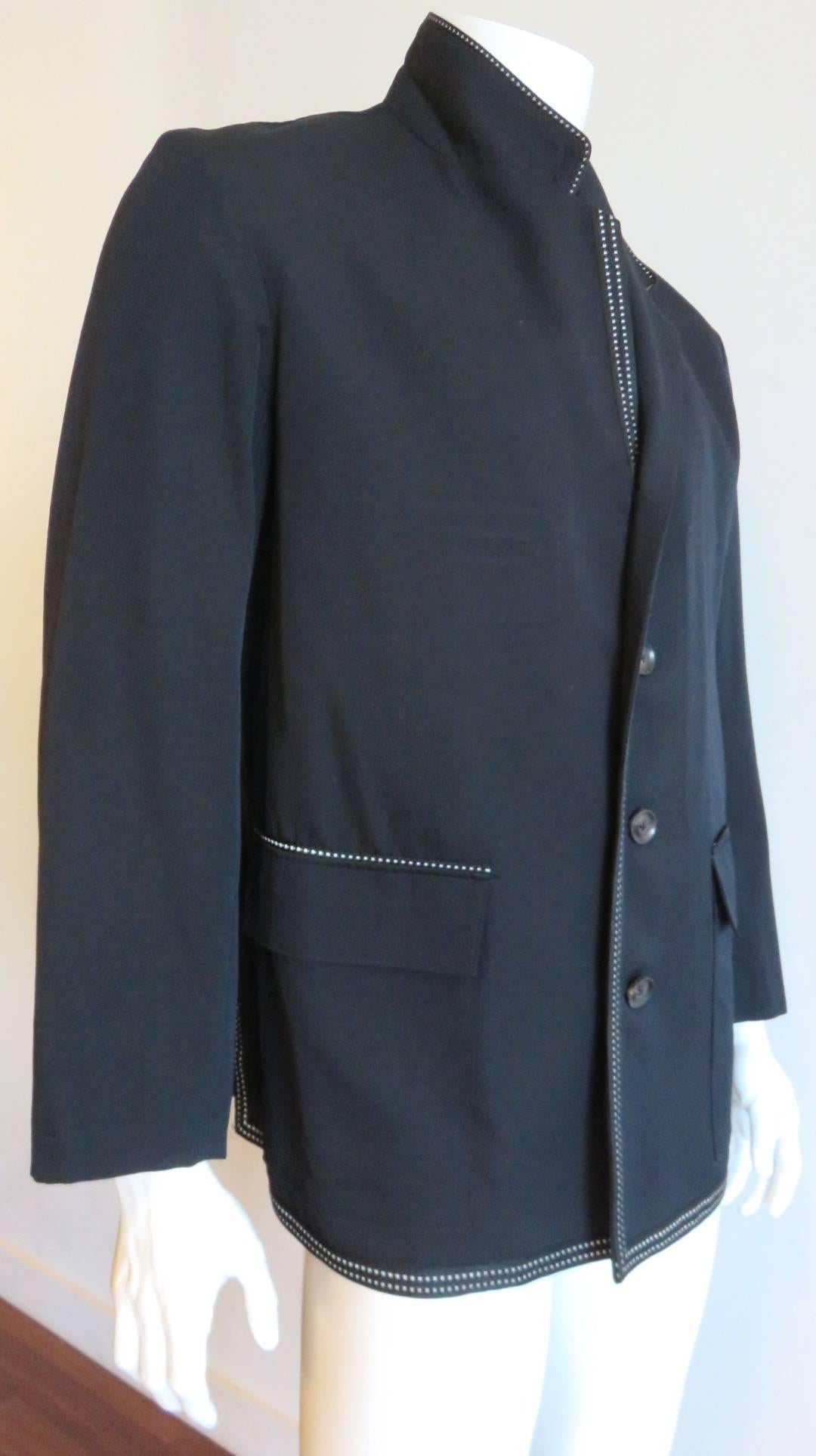 Black YOHJI YAMAMOTO Men's reflective stitch detail jacket 