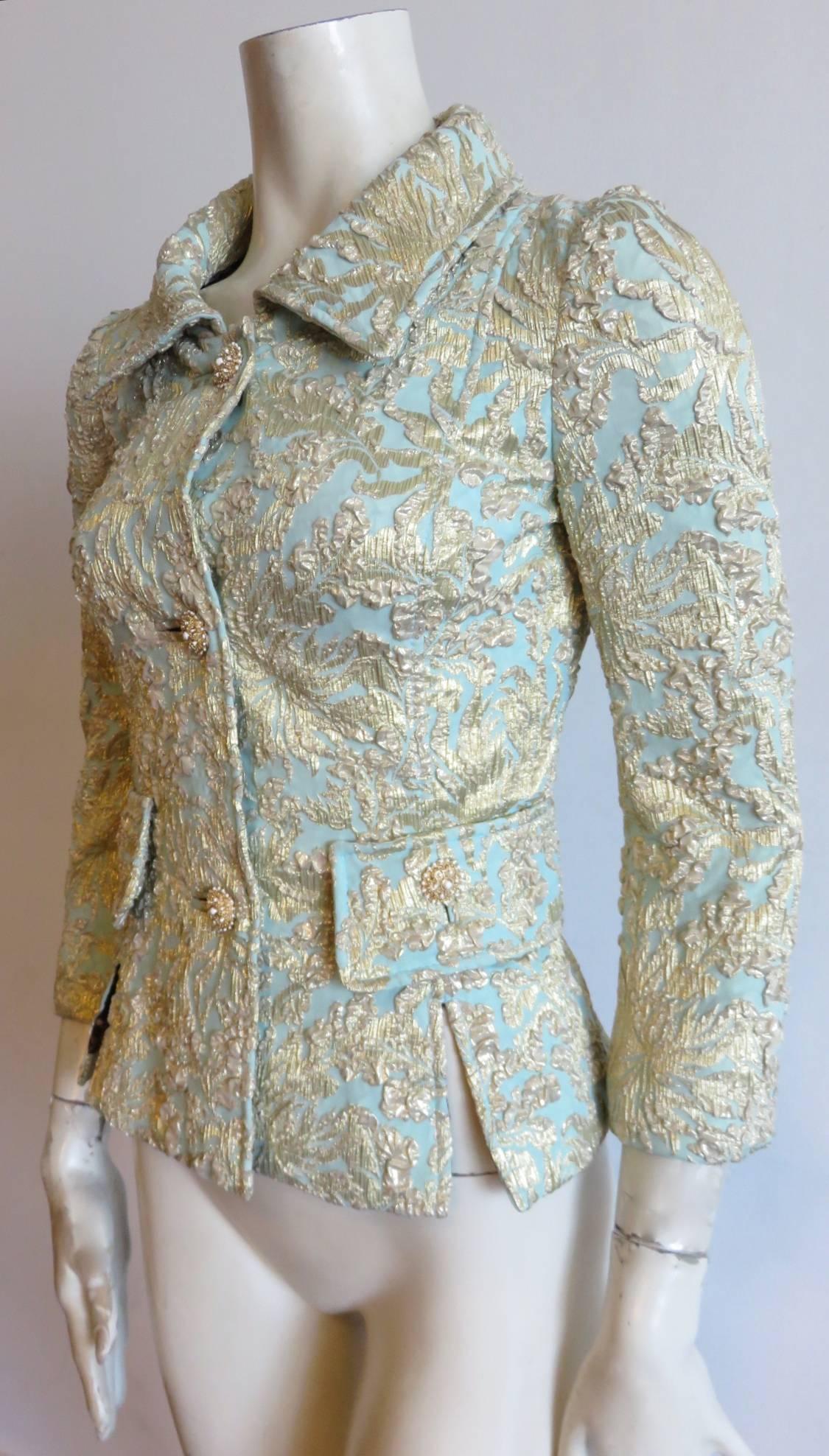 Gray DOLCE & GABBANA Baroque gold silk brocade evening jacket