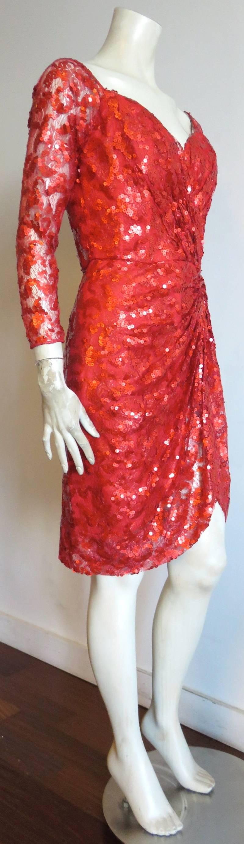 Women's or Men's 1980's VICKY TIEL COUTURE Sequin & lace cocktail dress