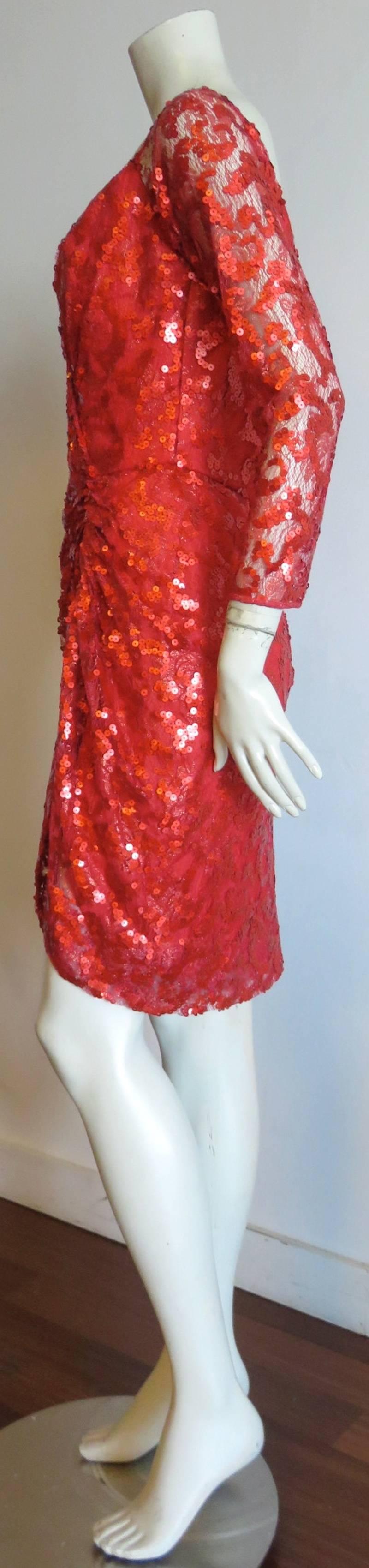 1980's VICKY TIEL COUTURE Sequin & lace cocktail dress 2