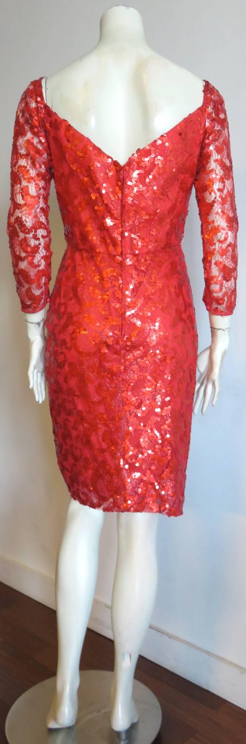 1980's VICKY TIEL COUTURE Sequin & lace cocktail dress 1
