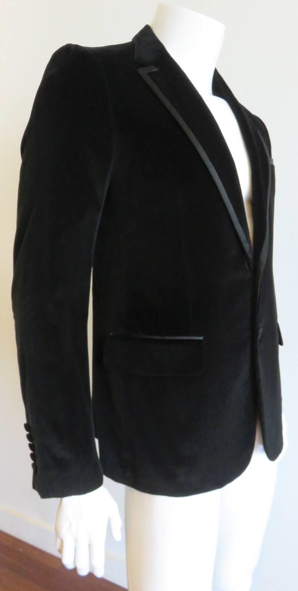 New GUCCI Pin-wale cord plush evening tuxedo blazer jacket In New Condition In Newport Beach, CA