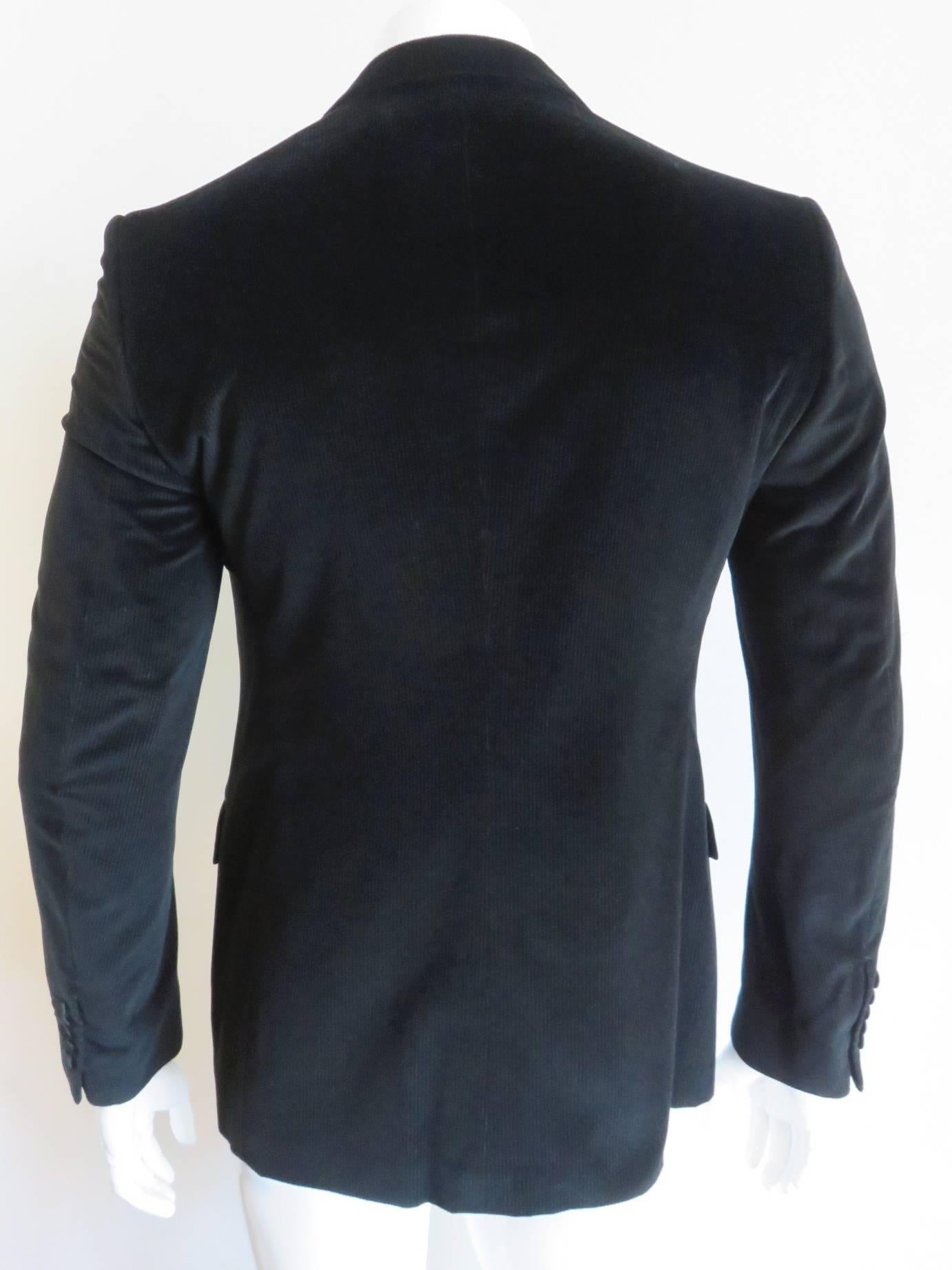 Black New GUCCI Pin-wale cord plush evening tuxedo blazer jacket