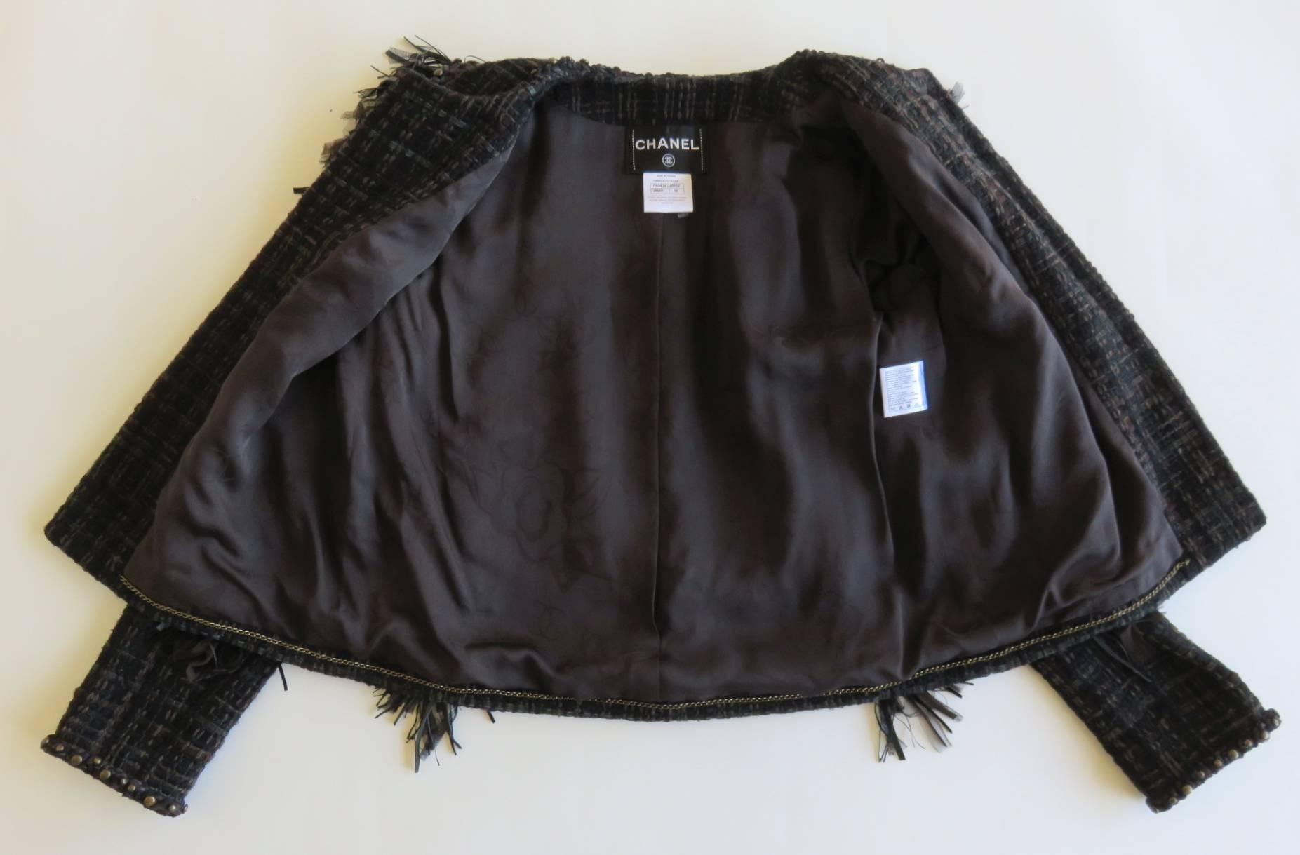 2014 CHANEL Paris-Dallas Leather Tweed Fringe Jacket 5