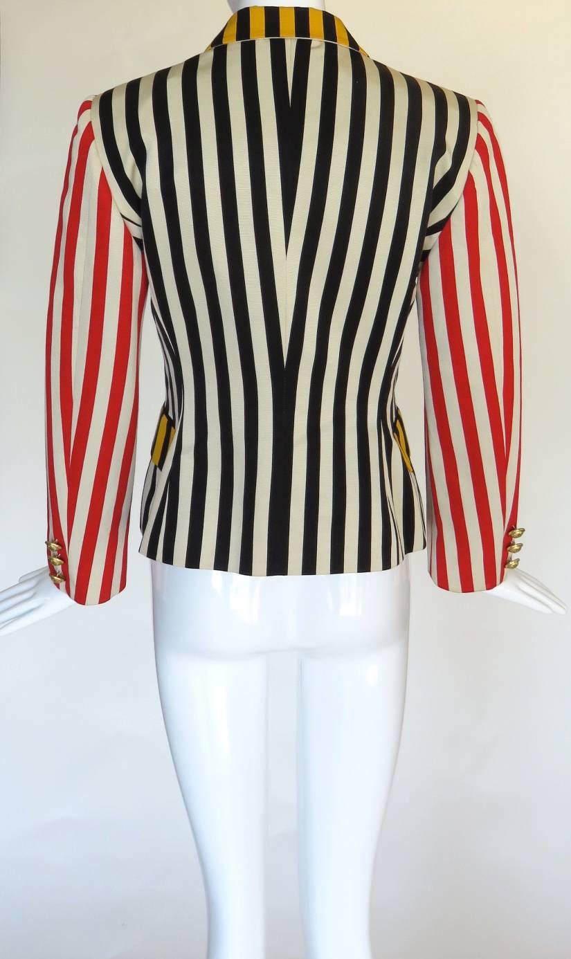 Early 2000's MOSCHINO Striped Faille Blazer Jacket For Sale 1