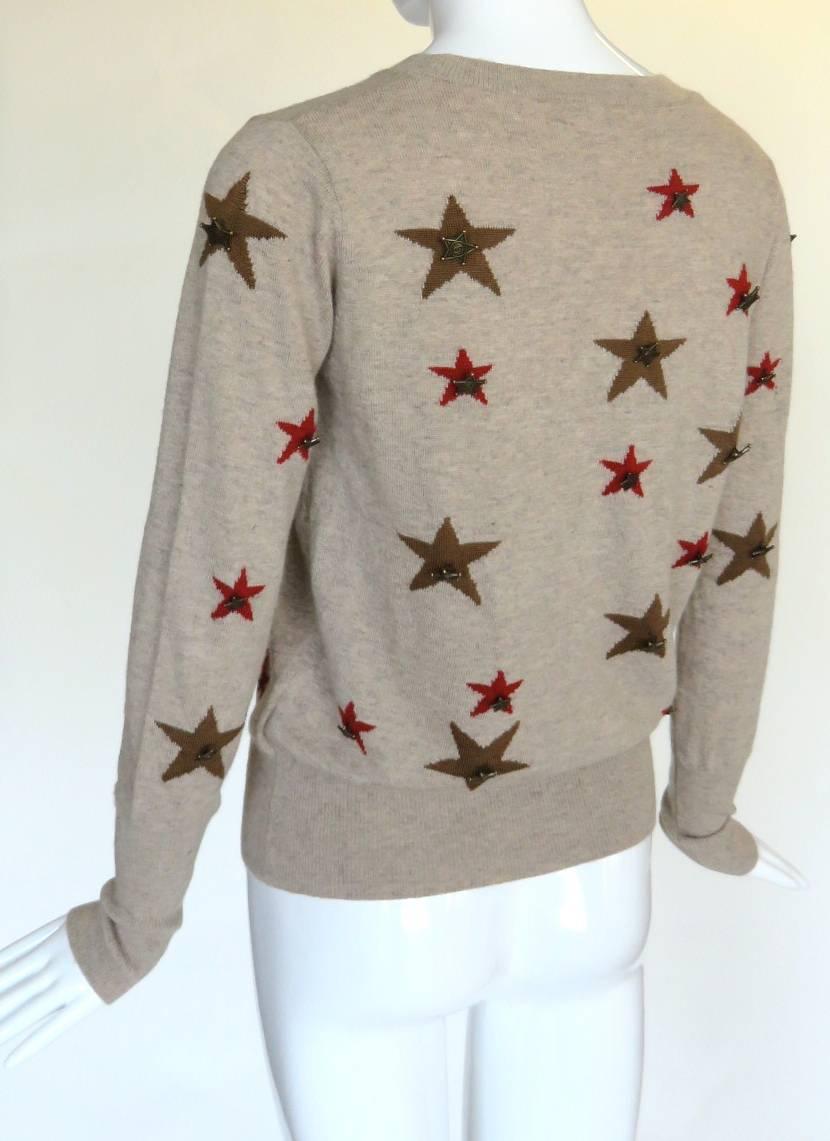 Gray CHANEL Paris-Dallas Cashmere Mohair Knit Star Sweater For Sale