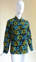 2016 GUCCI GHOST Printed silk shirt