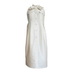 CHANEL PARIS Ivory silk & cotton dress