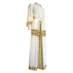 Vintage 1970's VALENTINO Pure silk 2pc. skirt & blouse dress set