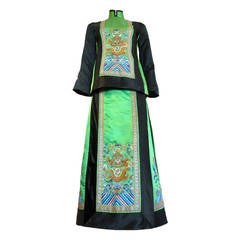 Vintage CHINESE Embroidered silk satin 2pc. set