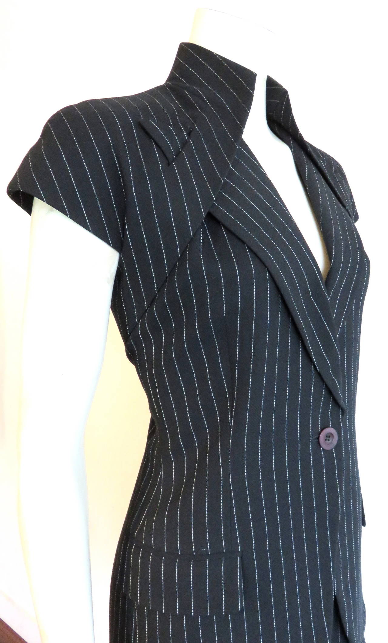 1998 GIVENCHY COUTURE by ALEXANDER McQUEEN Pinstripe skirt suit In Excellent Condition For Sale In Newport Beach, CA
