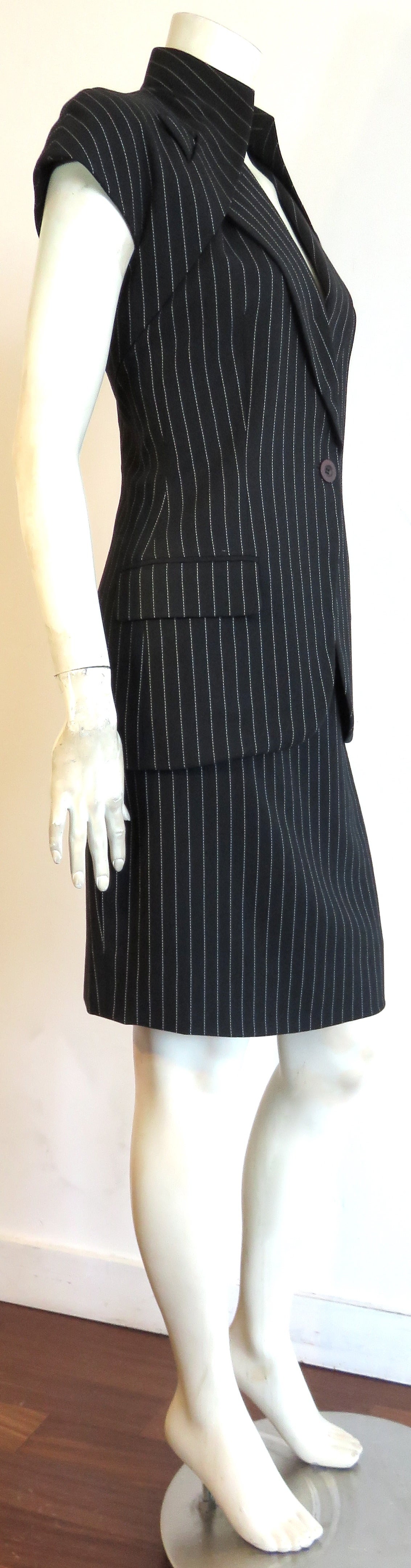 Women's 1998 GIVENCHY COUTURE by ALEXANDER McQUEEN Pinstripe skirt suit For Sale