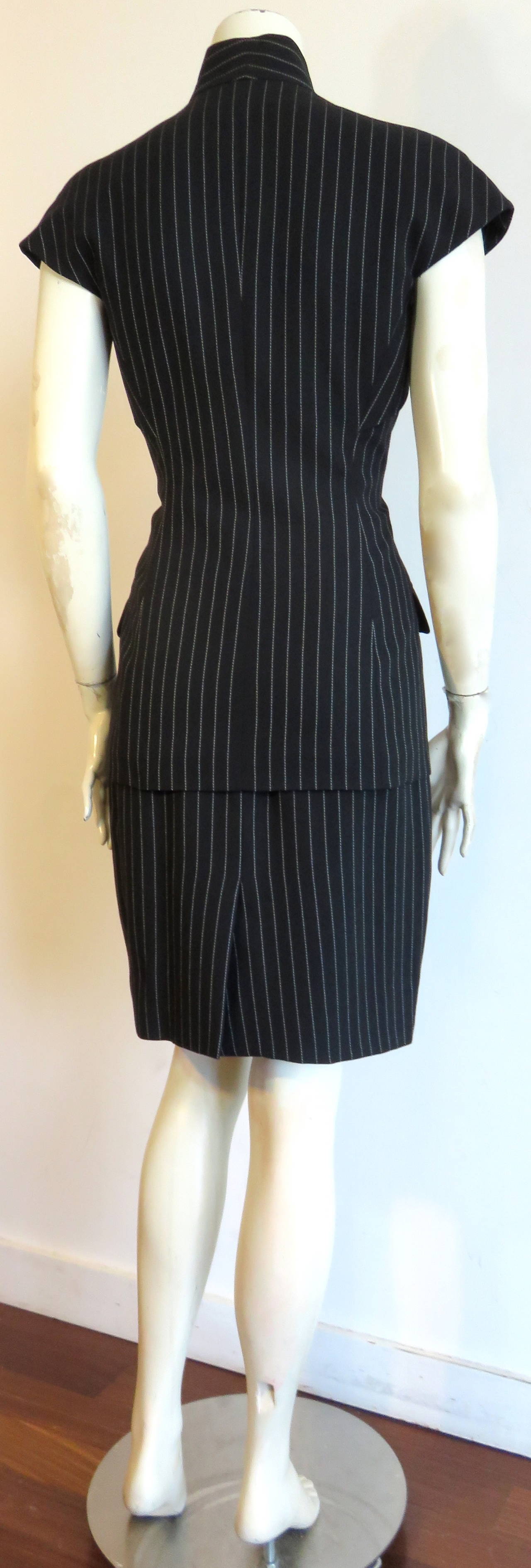 Black 1998 GIVENCHY COUTURE by ALEXANDER McQUEEN Pinstripe skirt suit For Sale