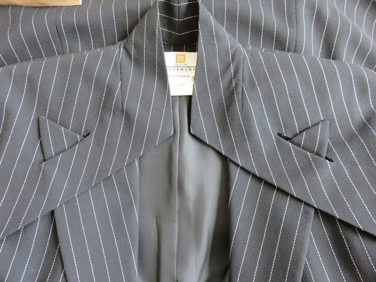 1998 GIVENCHY COUTURE by ALEXANDER McQUEEN Pinstripe skirt suit For Sale 3