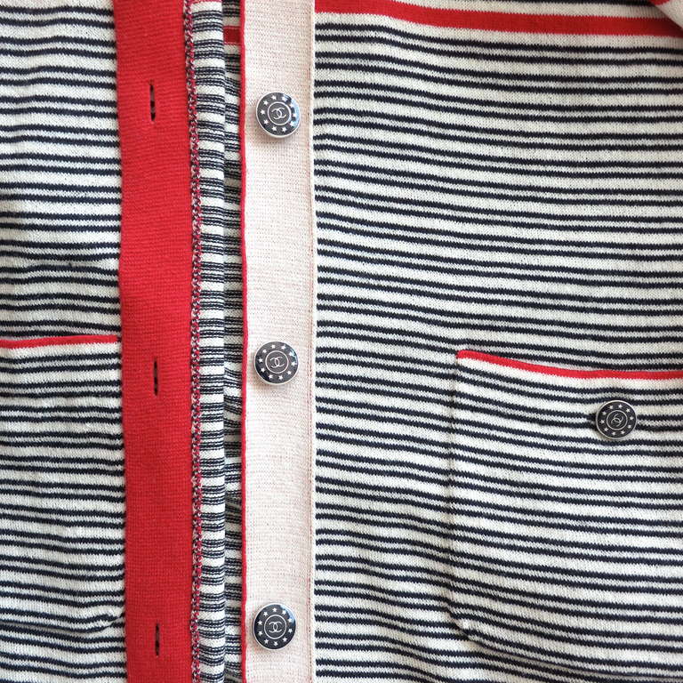 CHANEL PARIS striped cardigan knit sweater 4
