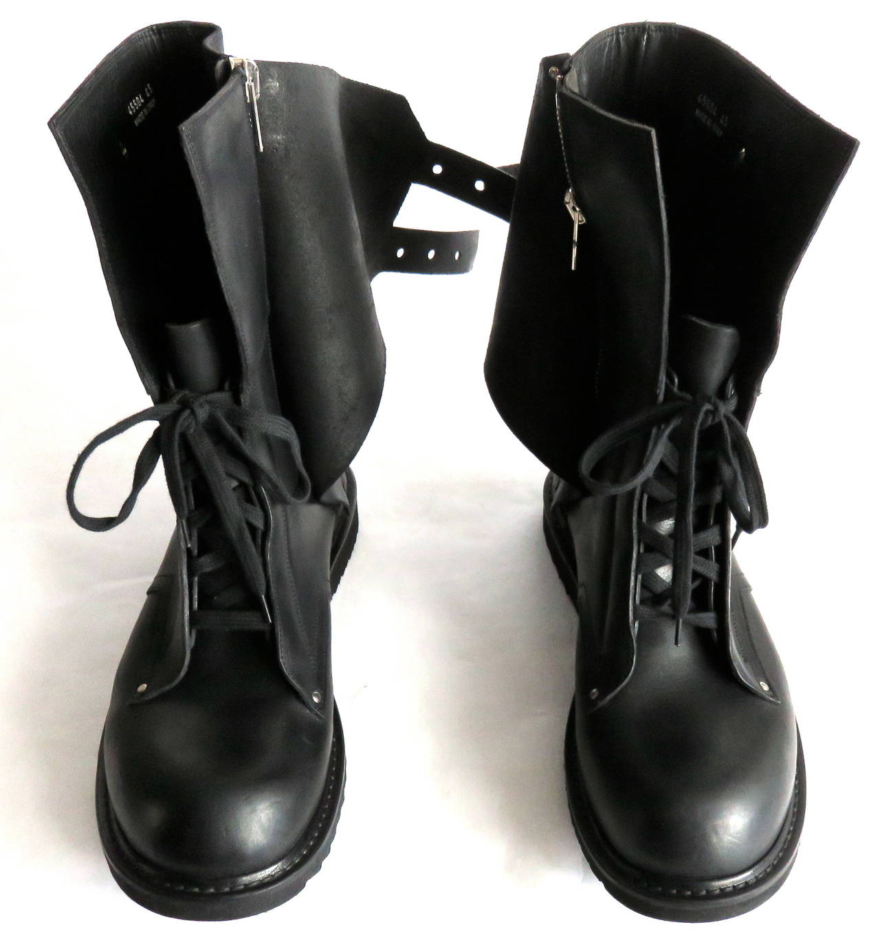 Black RICK OWENS Men's leather military combat zipper boots For Sale