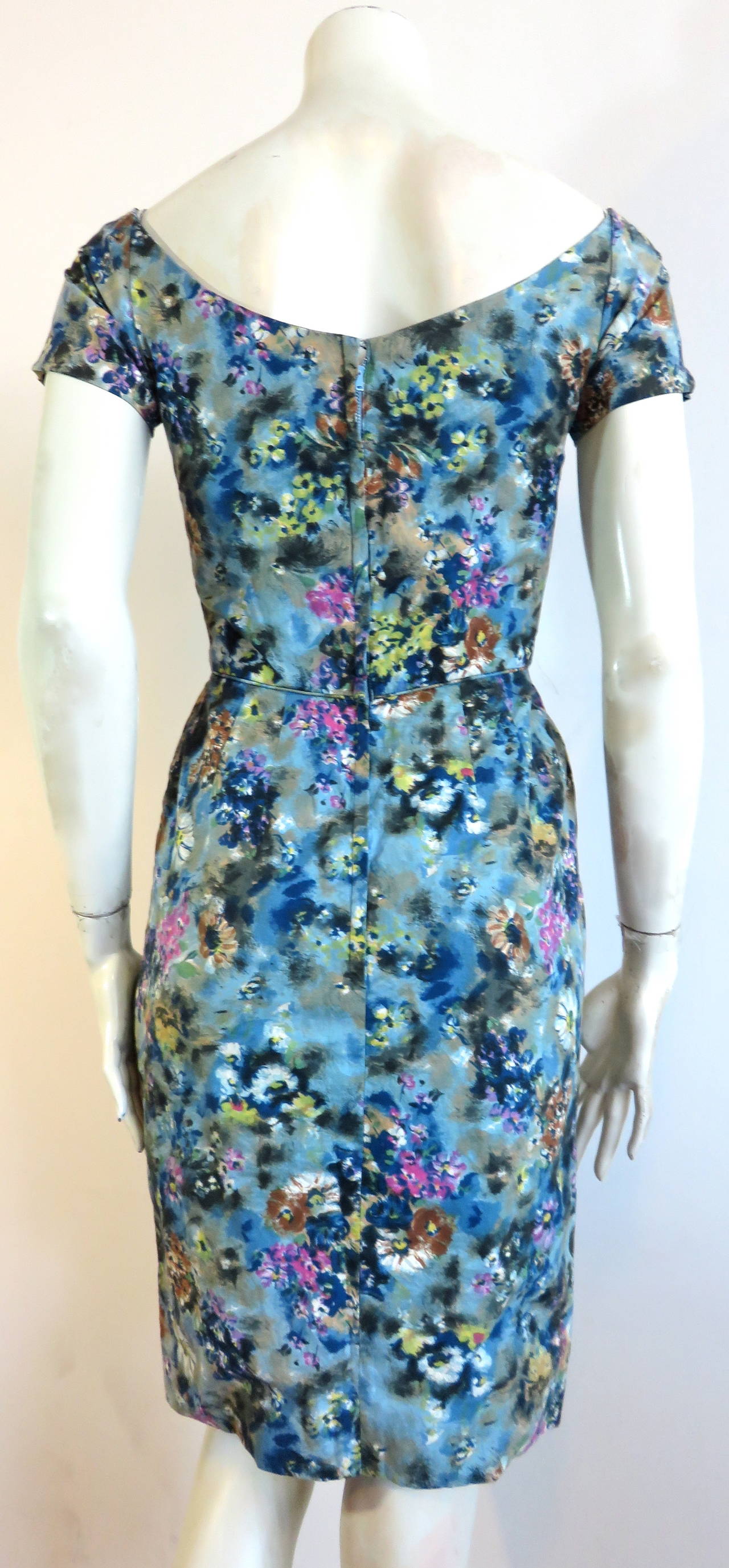 1950's CEIL CHAPMAN Floral printed dress For Sale 3