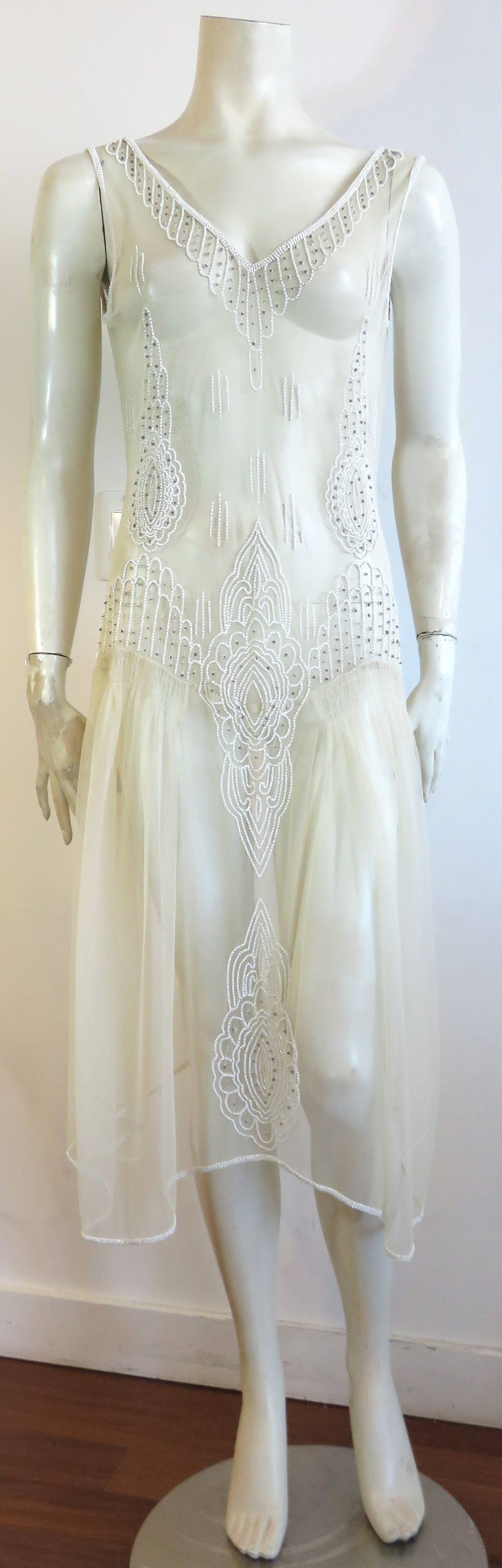 Women's 1920's-Inspired beaded sheer dress For Sale