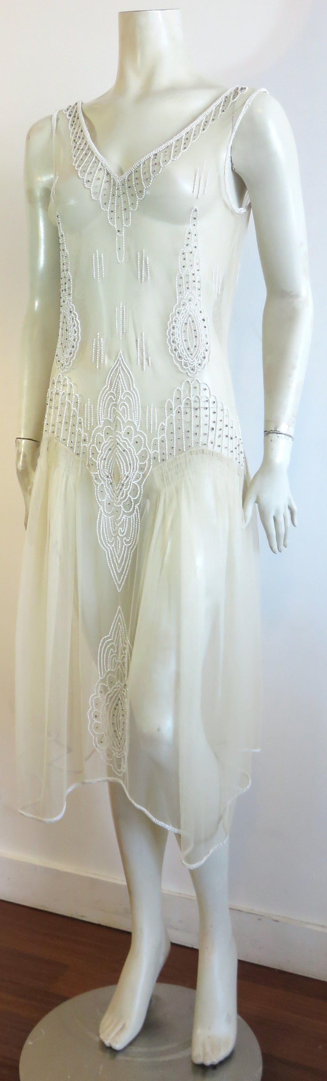1920's-Inspired beaded sheer dress For Sale 1