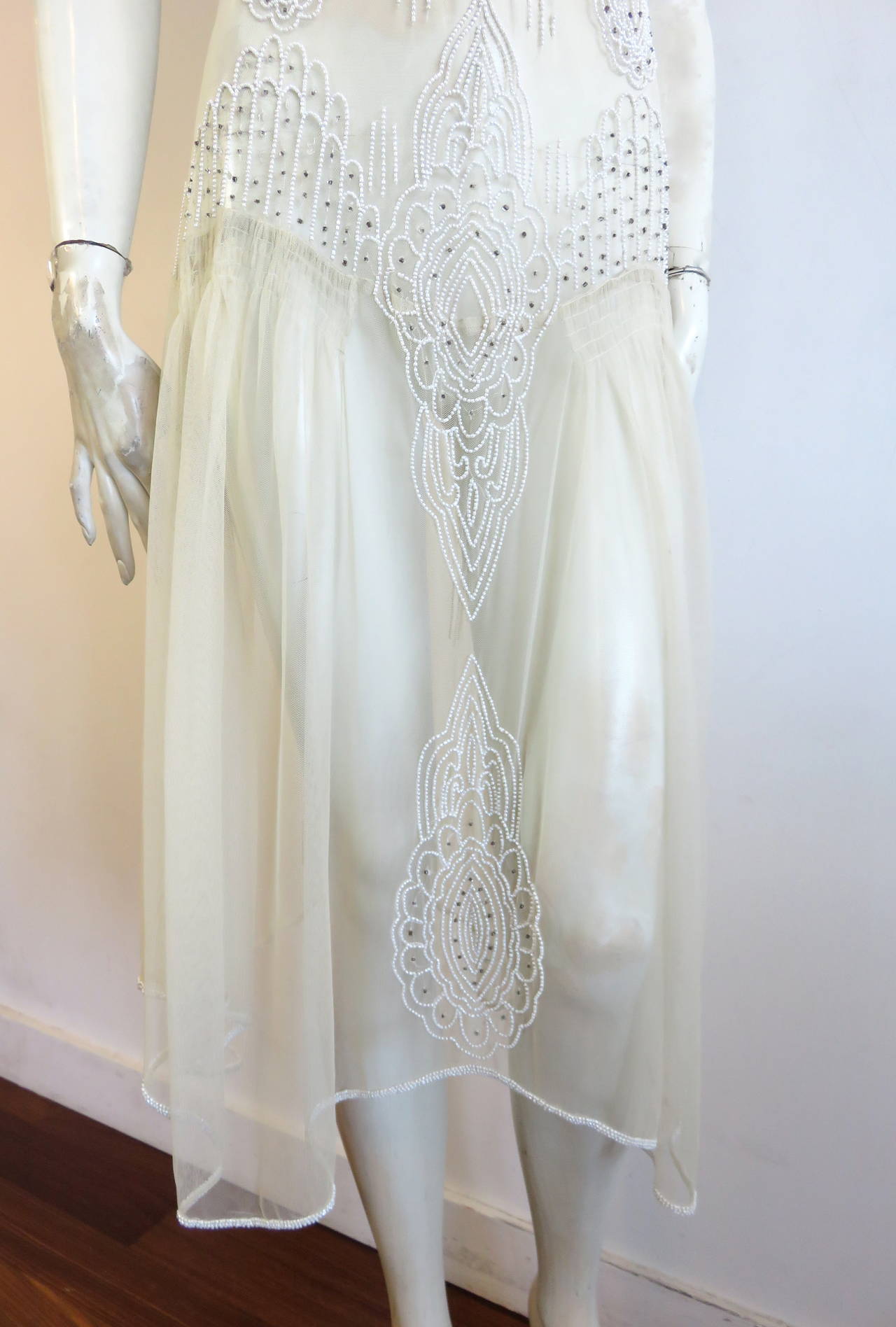 1920's-Inspired beaded sheer dress In Excellent Condition For Sale In Newport Beach, CA