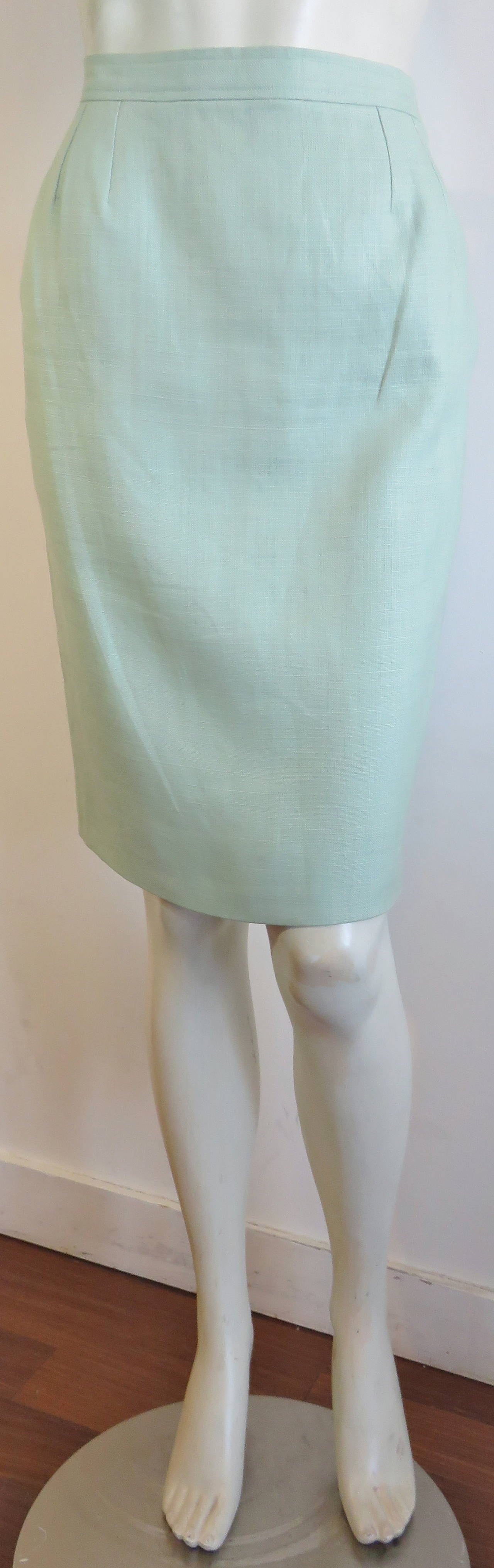 1990's YVES SAINT LAURENT YSL Linen skirt suit For Sale 1